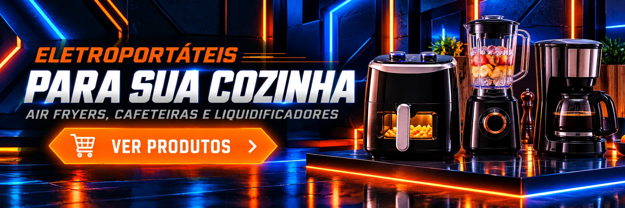 Air fryers, cafeteiras e liquidificadores para a sua cozinha