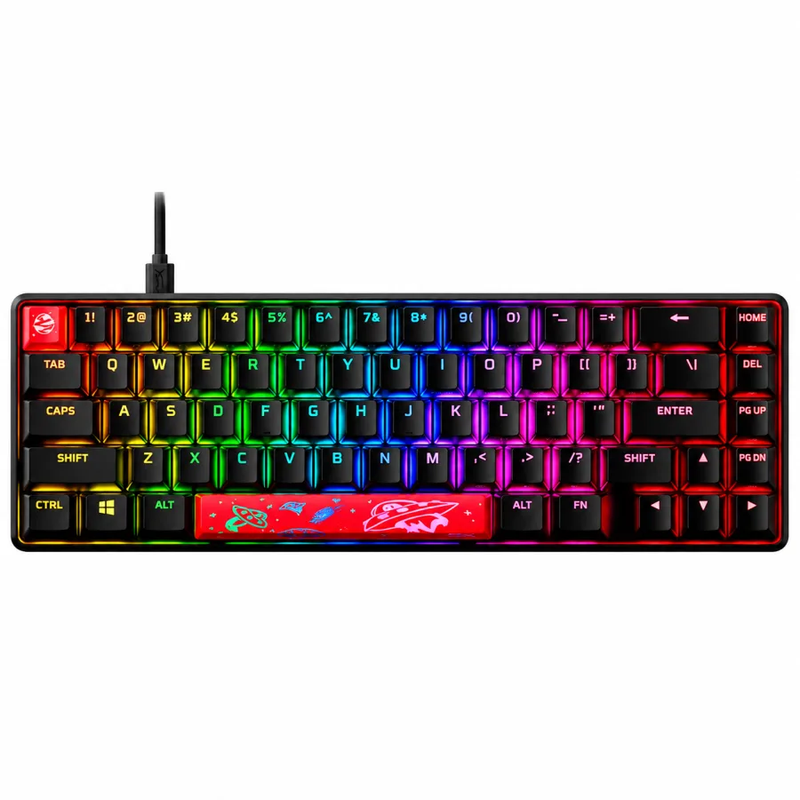 Teclado Mecânico Gamer HyperX Alloy Origins 65 Layout 65% US Switch HyperX Red Linear RGB por Tecla Corpo de Alumínio e Cabo USB-C Destacável Preto