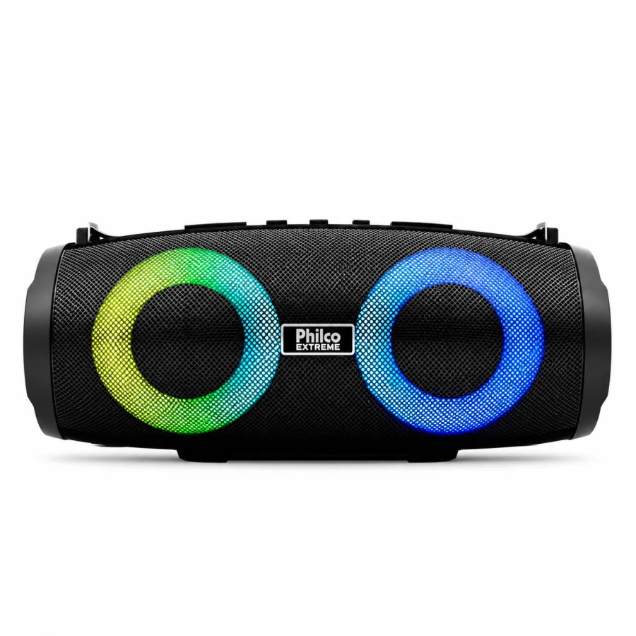 Caixa de Som Bluetooth Philco PBS45BT Extreme, 40W RMS, Flash Light, Radio FM, TWS, Ate 16 Horas de Bateria, Preta