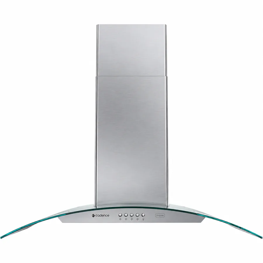 Coifa de Parede Cadence Inspire 90cm Vidro Curvo 190W Sucção 850m³/h 3 Velocidades Exaustor e Depurador Iluminação LED CFA395