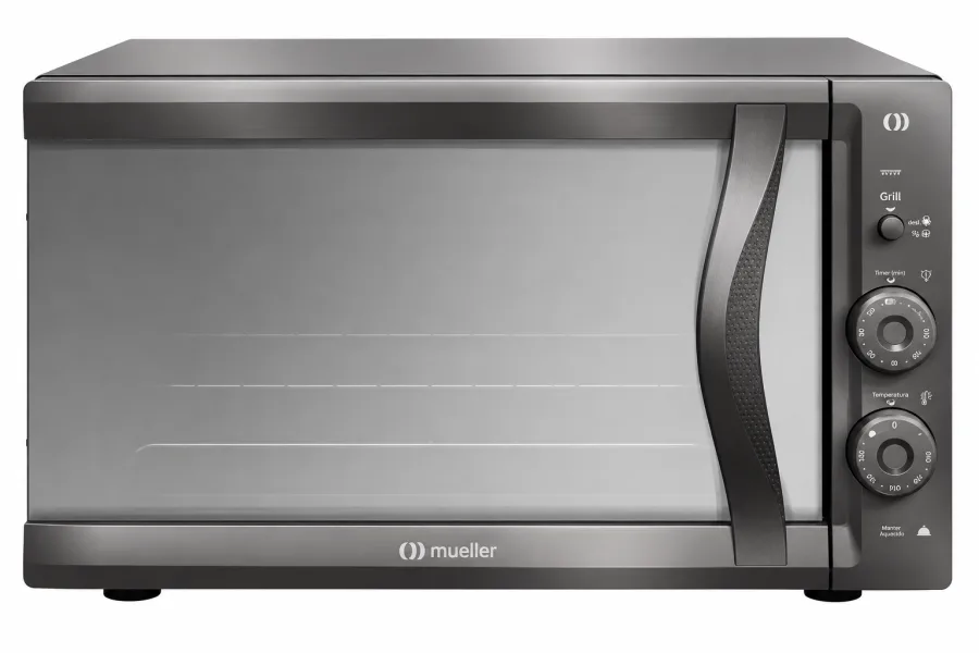 Forno Elétrico de Bancada Mueller 50L 1800W Vidro Duplo Espelhado Grill Timer 120 Minutos Temperatura até 300°C MFB50F