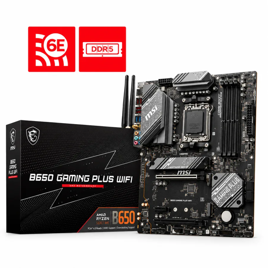 Placa-Mãe MSI B650 Gaming Plus WiFi AMD AM5 ATX DDR5 até 256GB Wi-Fi 6E 2.5G LAN 2x M.2 PCIe 4.0 B650GPWIFI