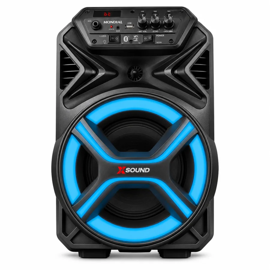 Caixa de Som Amplificada Mondial CM-400-L Connect Lights 400W Bluetooth Bivolt Bateria 8h Preta
