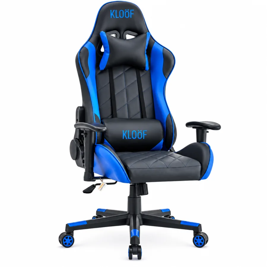 Cadeira gamer Kloof KL3 preta e azul vista de frente