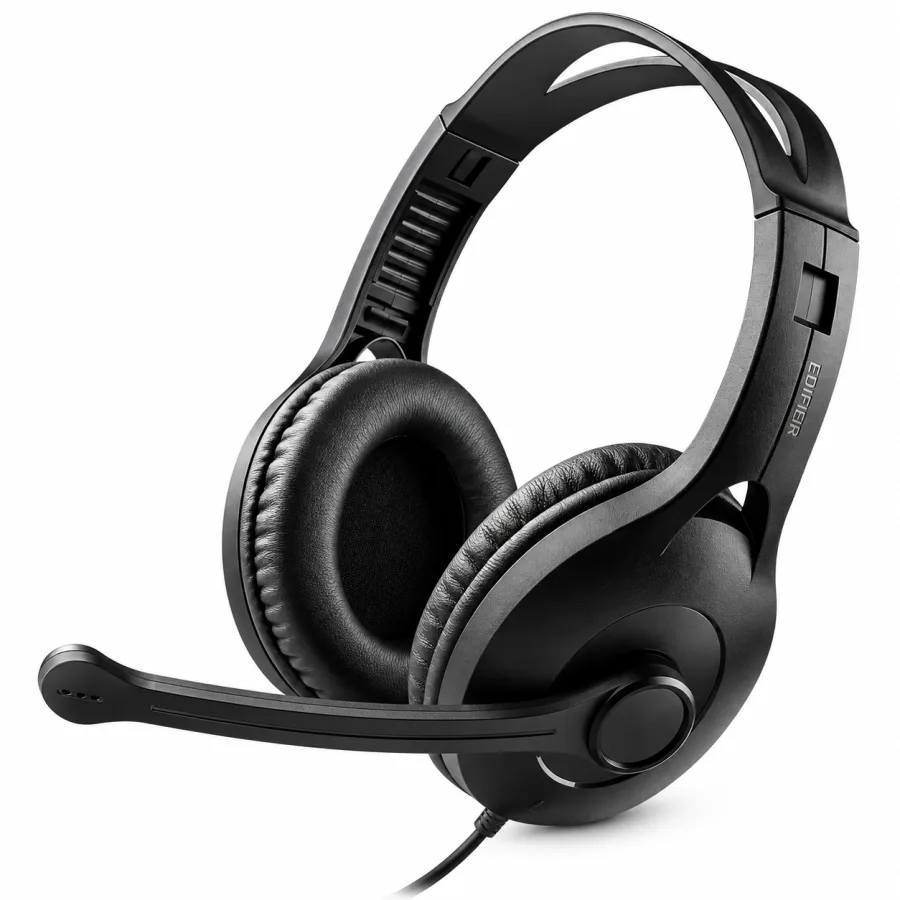 Headset Edifier K800 USB Over-Ear com Placa de Som Integrada Drivers de 40mm Microfone Rotativo com Redução de Ruído Preto USB-K800-BK