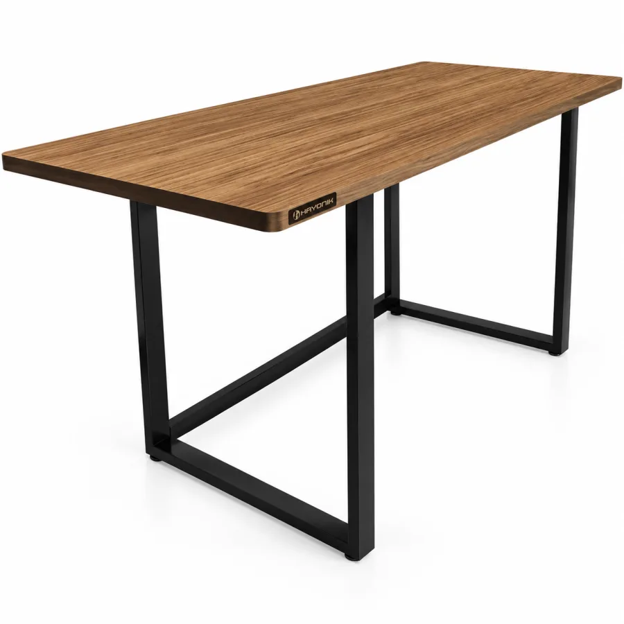 Mesa de Escritório Hayonik MHO 1500 150 x 60 cm Tampo MDF 27mm com Estrutura Metálica Industrial, Amêndola Rústica