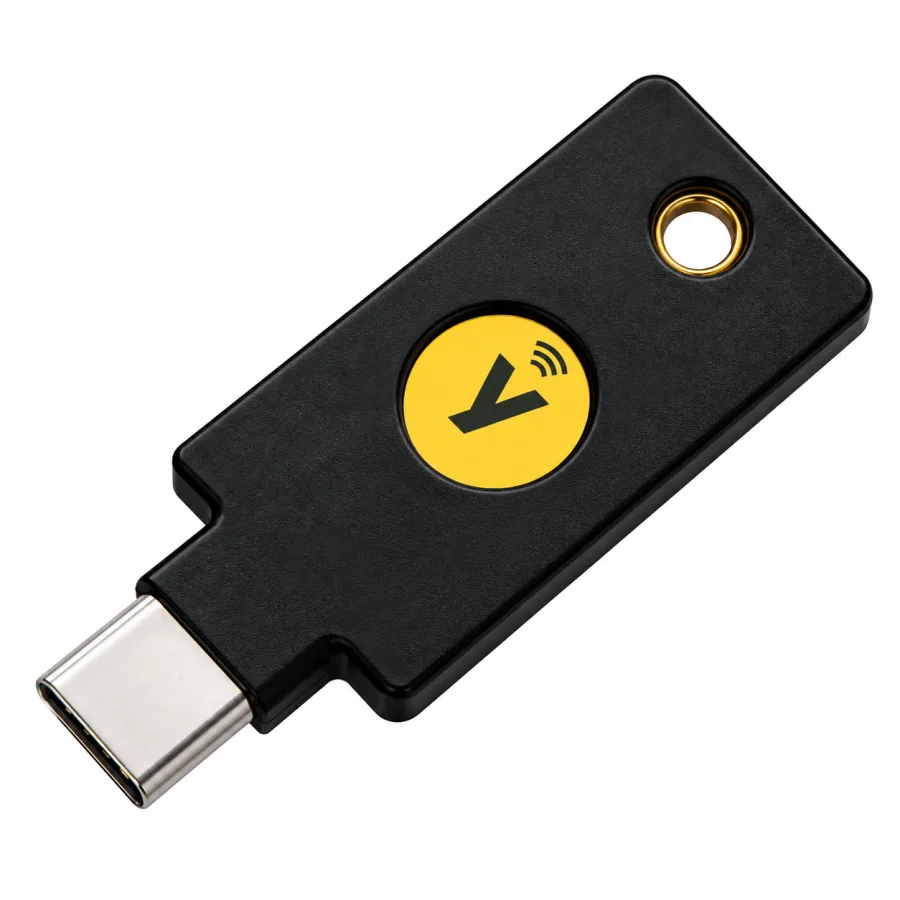 Chave de Segurança Yubico Security Key C NFC USB-C e NFC FIDO2 e U2F Autenticação de Dois Fatores IP68 Preta