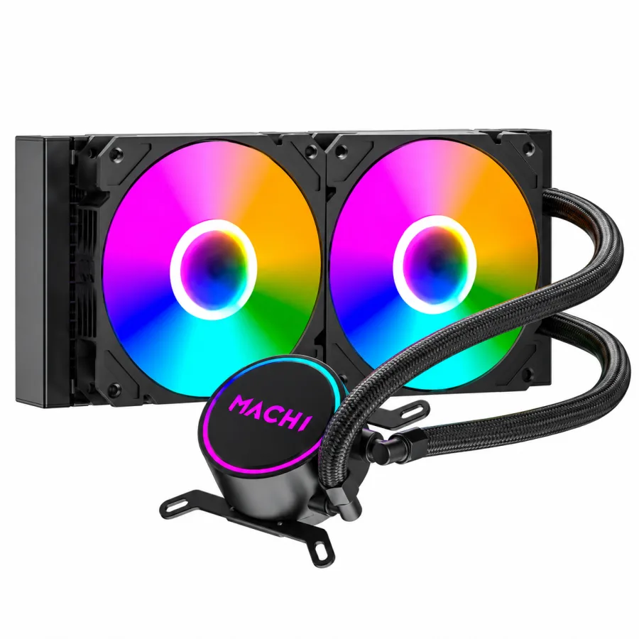 Water Cooler MACH1 Logic 240mm RGB TDP 240W Base de Cobre Bomba 2800 RPM Intel e AMD Preto GK240