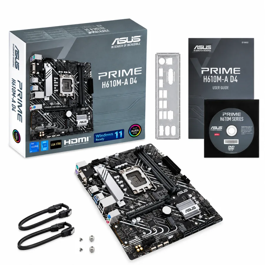 Placa-Mãe ASUS Prime H610M-A D4 Intel LGA1700 Micro-ATX DDR4 até 64GB 2x M.2 HDMI DisplayPort e VGA 90MB19P0-M0EAY0