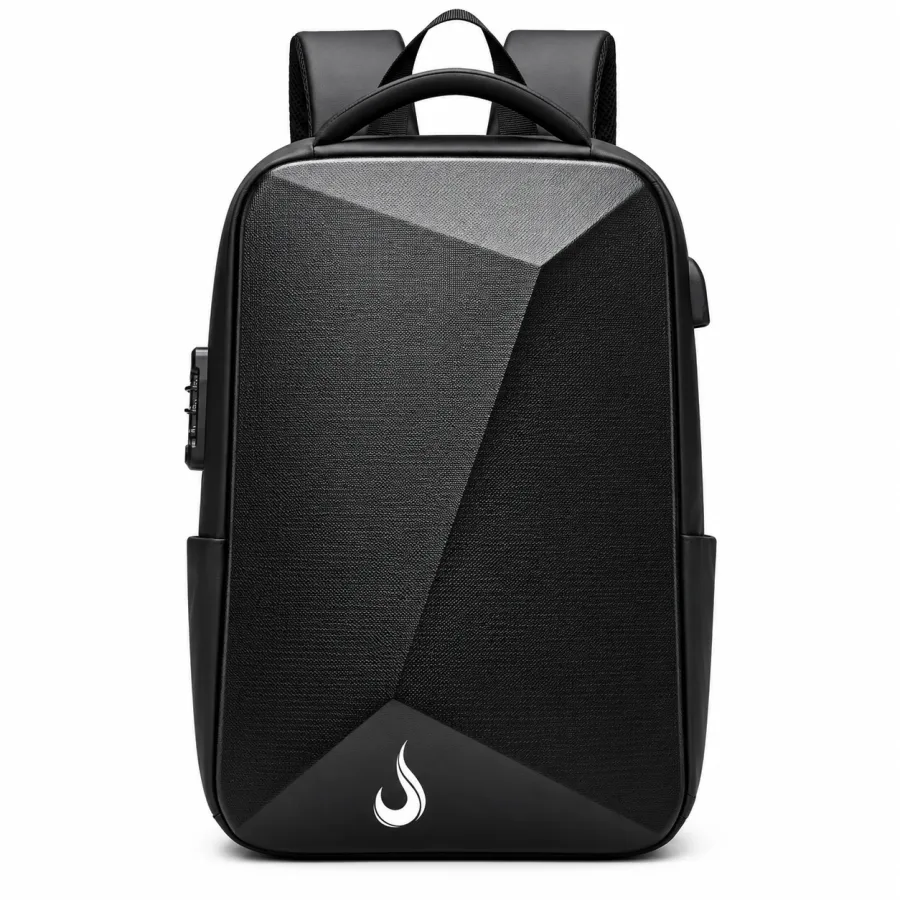 Mochila Gamer Rise Mode Safe 02 para Notebook de até 15,6 Polegadas 30 Litros em EVA e Poliéster Impermeável com Cadeado de Segredo e Porta USB Preta