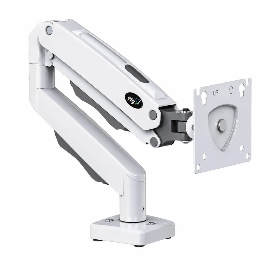 Suporte Articulado de Mesa ELG F80W para Monitor de 17 a 35 Polegadas com Pistão a Gás VESA 75x75 e 100x100 até 9 kg Branco