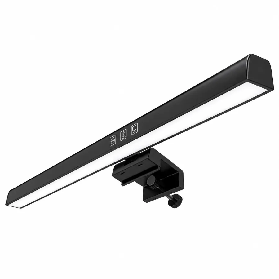 Luminária LED para Monitor Rise Mode Lumina 33 cm 5W 500lm com Controle por Toque, 3 Temperaturas de Cor e USB-C, Preta