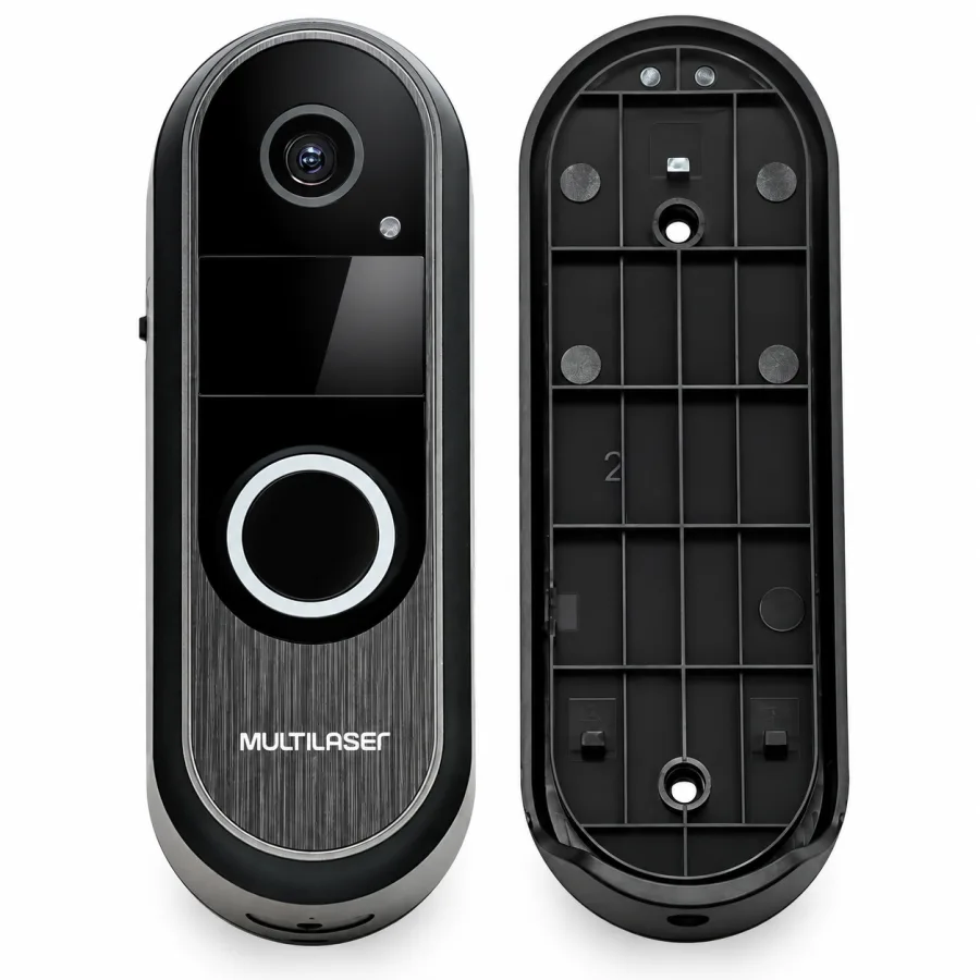 Vídeo Porteiro Inteligente Multilaser SE220 Wi-Fi HD 720p Áudio Bidirecional Visão Noturna Sensor de Presença Alexa Preto