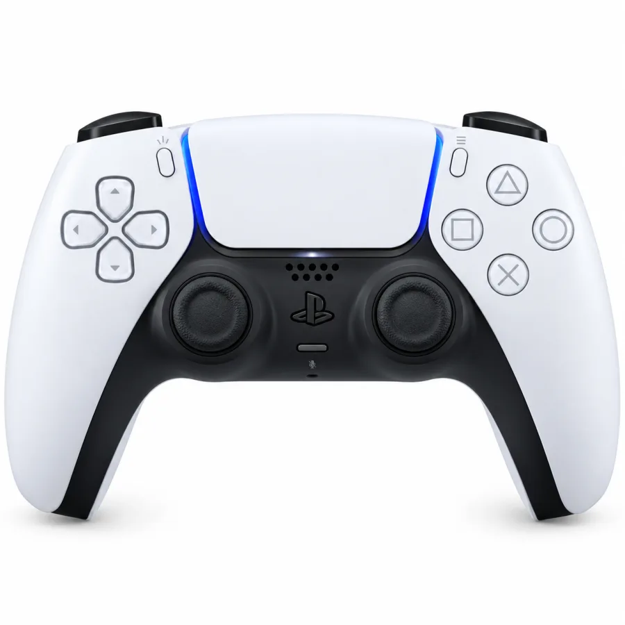 Controle sem fio Sony DualSense branco visto de frente