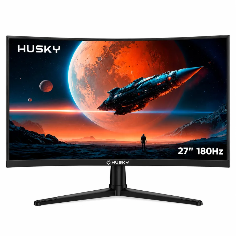 Monitor Gamer Curvo Husky Boreal 27 Polegadas Full HD 180Hz, Painel VA, 1ms, Adaptive Sync, HDR, HDMI e DisplayPort - HMG00527PT