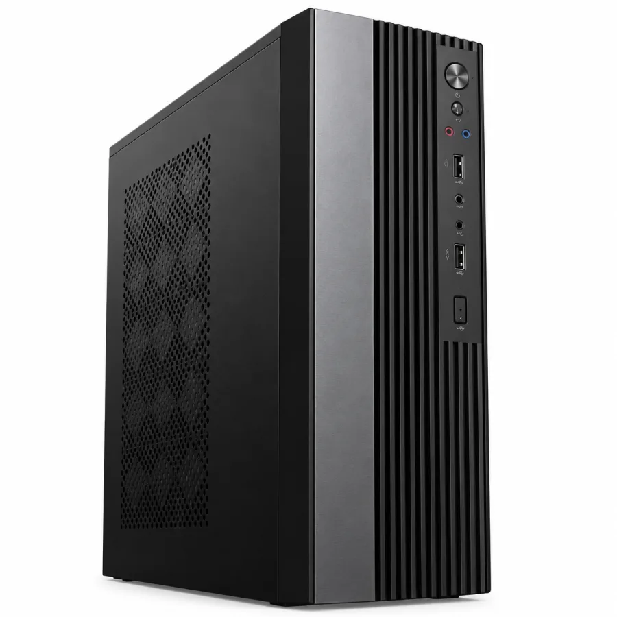 Computador slim Bertiinfo Core i7 preto, vista frontal do gabinete