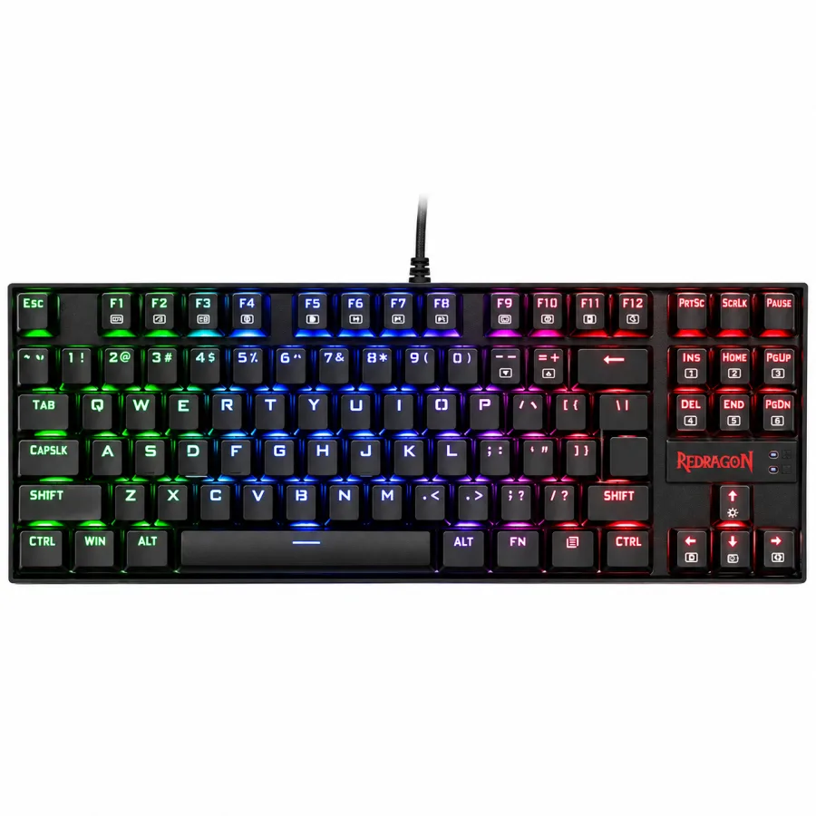 Teclado Mecânico Gamer Redragon Kumara TKL ABNT2 Switch Outemu Brown Tátil Hot Swap RGB por Tecla com 19 Modos e N-Key Rollover Preto