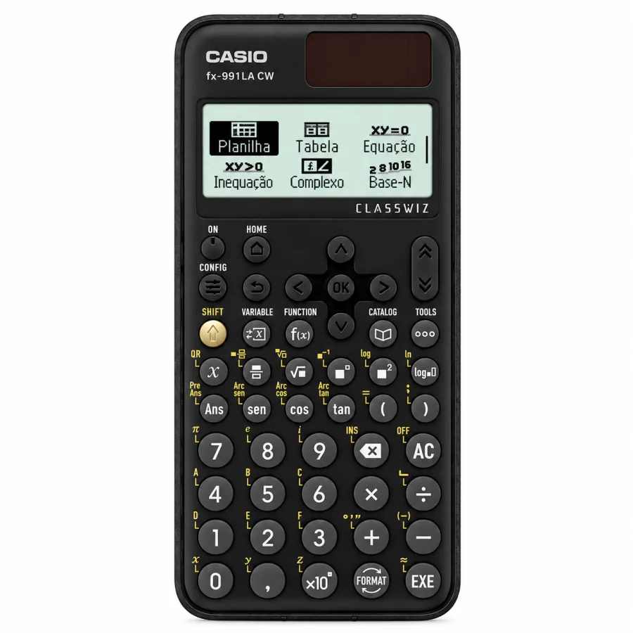Calculadora Científica Casio ClassWiz fx-991LA CW com 13 Aplicativos, Menu em Português, Solar e Bateria, Preta