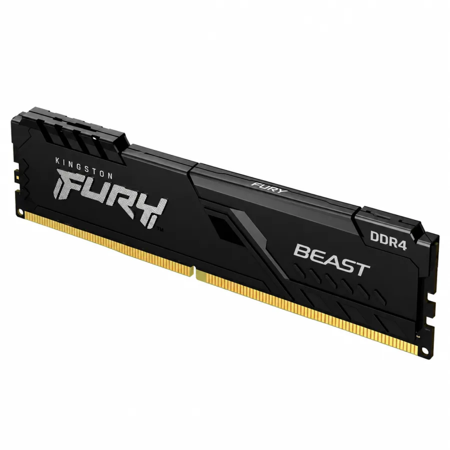 Memória RAM Kingston Fury Beast 8GB DDR4 3200MHz CL16 UDIMM 1,35V XMP com Dissipador Preta KF432C16BB/8