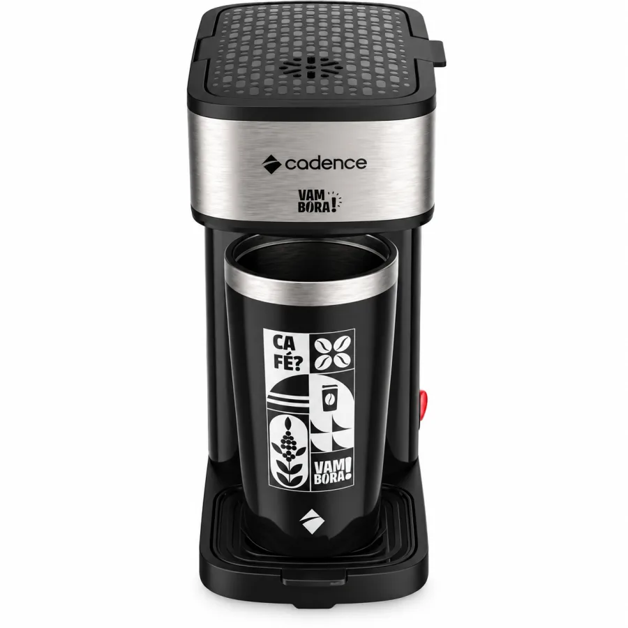 Cafeteira Elétrica Cadence Vambora 600W Acabamento Inox Filtro Lavável Acompanha Copo Térmico de 470ml CAF207