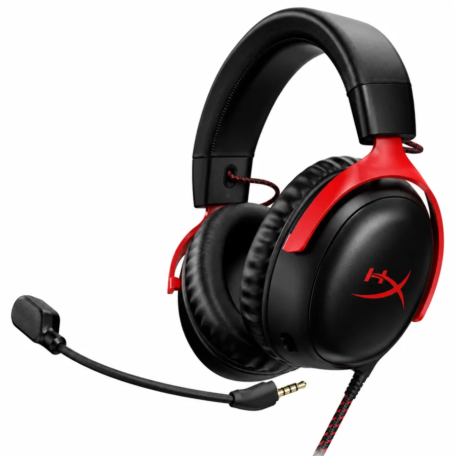 Headset Gamer HyperX Cloud III Driver 53mm USB e P3 3,5mm Surround Virtual DTS Microfone Removível Estrutura de Alumínio Preto e Vermelho 727A9AA