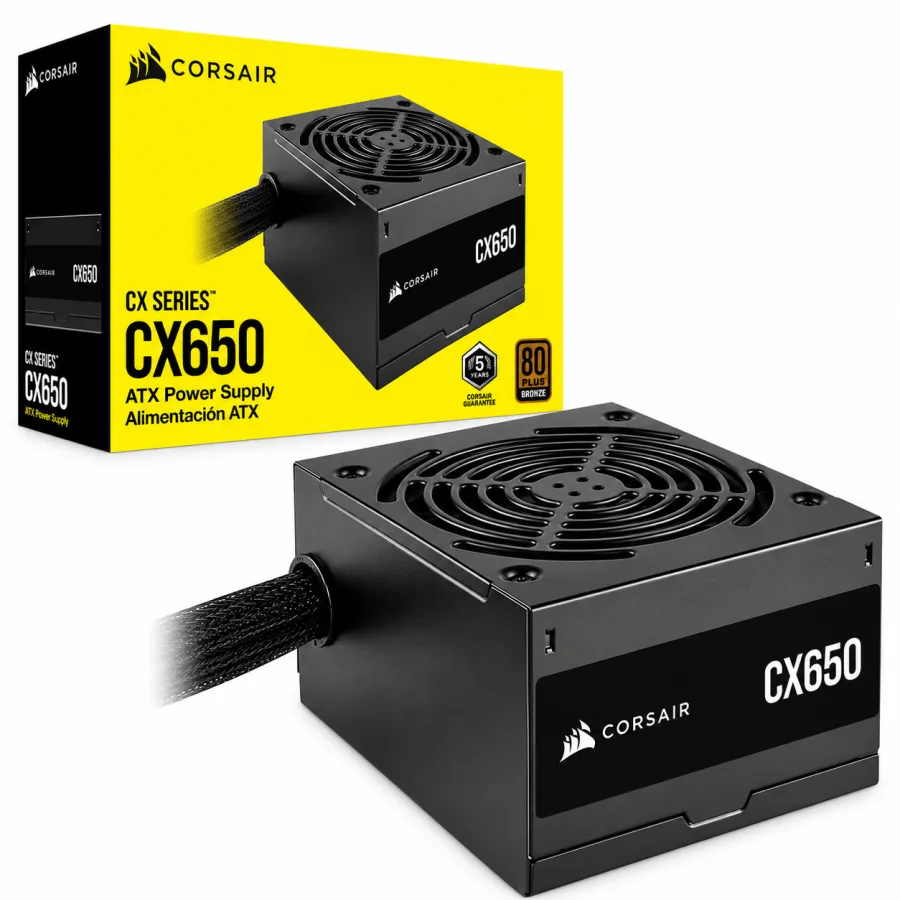 Fonte Corsair CX Series CX650 650W 80 Plus Bronze Bivolt ATX Não Modular Ventoinha 120mm Preta CP-9020278-BR
