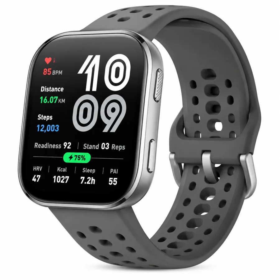 Smartwatch Amazfit Bip 6, Tela AMOLED 1,97 Polegadas 2000 Nits, GPS com Mapas Offline, Alexa, 5 ATM, Cinza Claro - A2435