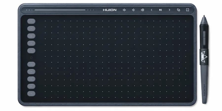 Mesa Digitalizadora Huion Inspiroy HS611 8192 Níveis de Pressão Caneta PW500 sem Bateria 10 Teclas Programáveis USB-C Cinza Espacial