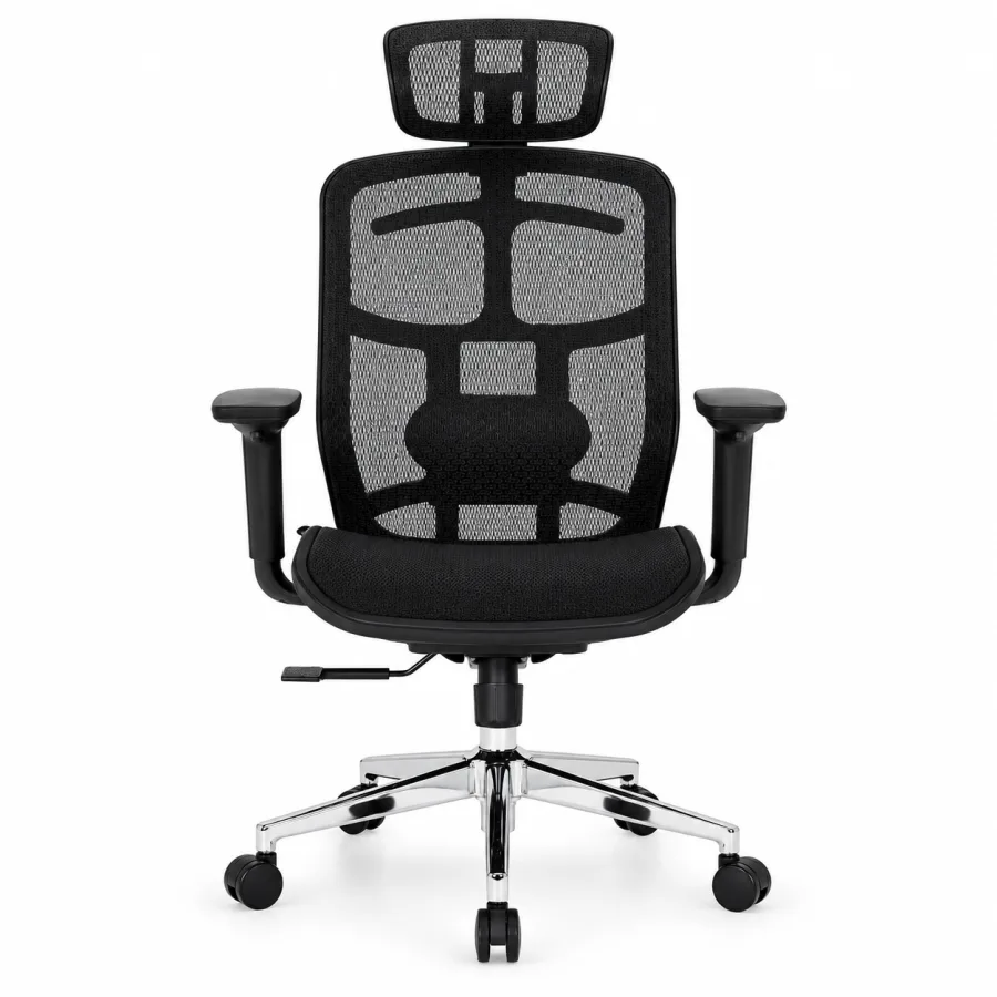 Cadeira de Escritório DT3 Diana V2 Ergonômica Mesh com Apoio de Cabeça e Braços 3D, Reclino até 130°, Estrutura de Aço, Preta