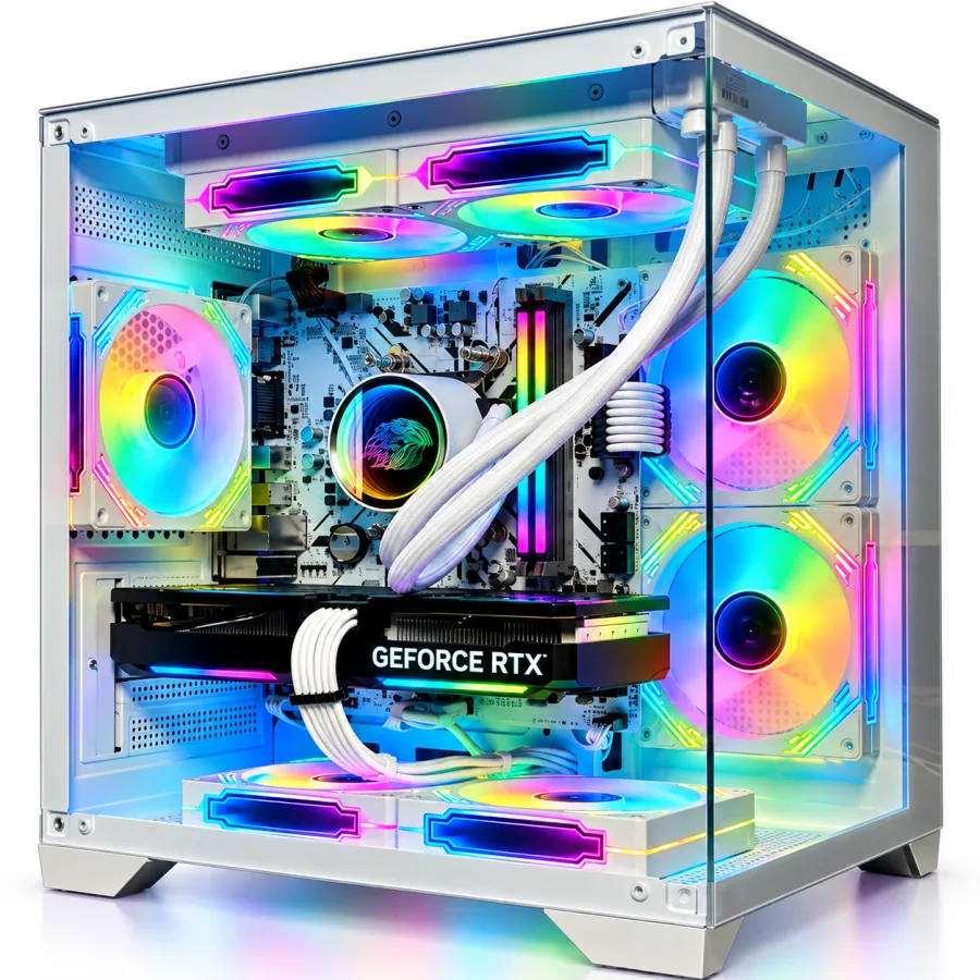PC Gamer Ryzen 7 5700X 8 Núcleos RTX 5060 8GB GDDR7 16GB DDR4 SSD NVMe 1TB Water Cooler 240mm Fonte 600W Windows 11 Pro Gabinete Branco