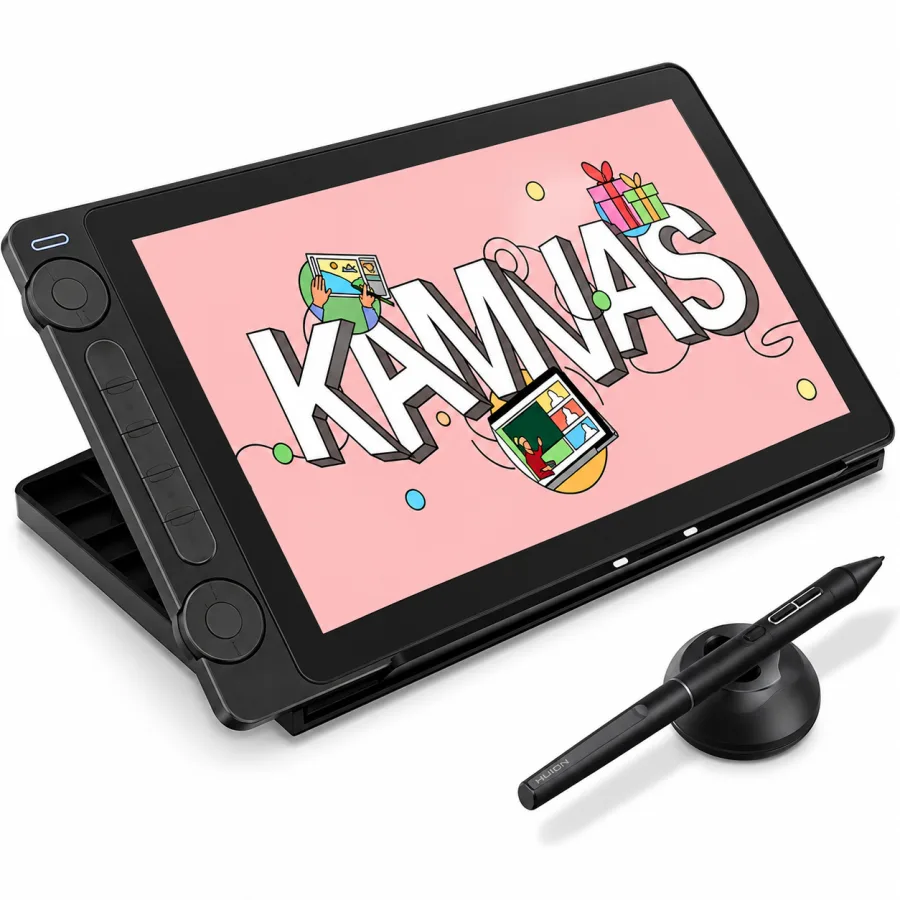 Mesa Digitalizadora Huion Kamvas 13 Gen 3 GS1333 Tela IPS Full HD de 13,3 Polegadas 16384 Níveis de Pressão e Suporte Ajustável Preto