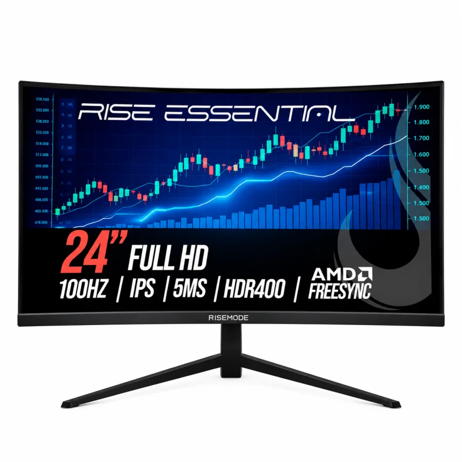 Monitor Gamer Rise Mode Essential 24" Full HD, 100Hz, 5ms, Painel IPS, FreeSync, 99% sRGB, HDMI e VGA, Preto - RM-MOG-24F100FH-B