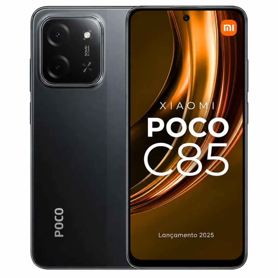 Smartphone Xiaomi Poco C85 4G 128GB, 6GB RAM, Tela 6,9" 120Hz, Câmera 50MP, Bateria 6000mAh, Preto - Versão Global
