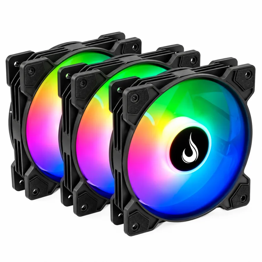 Kit 3 Ventoinhas Rise Mode X Series 120mm ARGB para Gabinete 1200 RPM 50 CFM Conexão Molex Preto RM-XLD-01-ARGB