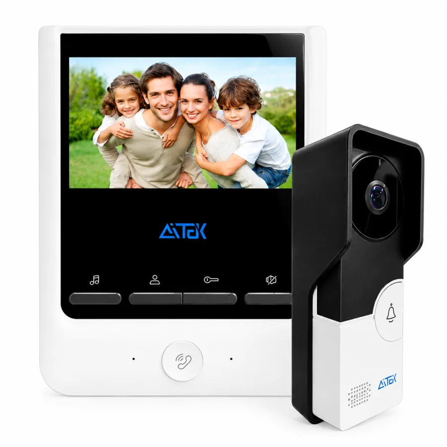 Vídeo Porteiro Aitek SIGMA-P1203 Tela LCD 4,3 Polegadas Câmera com Visão Noturna Abertura de Portão e 16 Toques