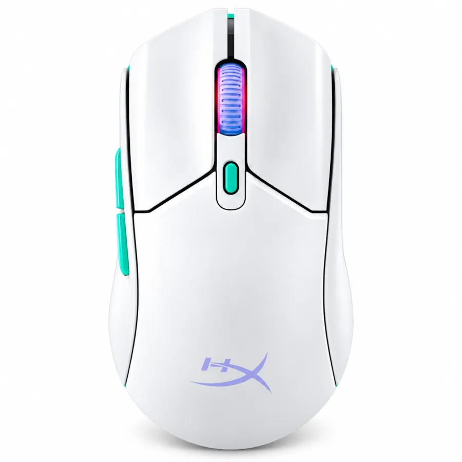 Mouse Gamer Sem Fio HyperX Pulsefire Haste 2 Core 70 g Ambidestro 12000 DPI 2.4 GHz e Bluetooth 5.2 com Pilha AAA e RGB Branco