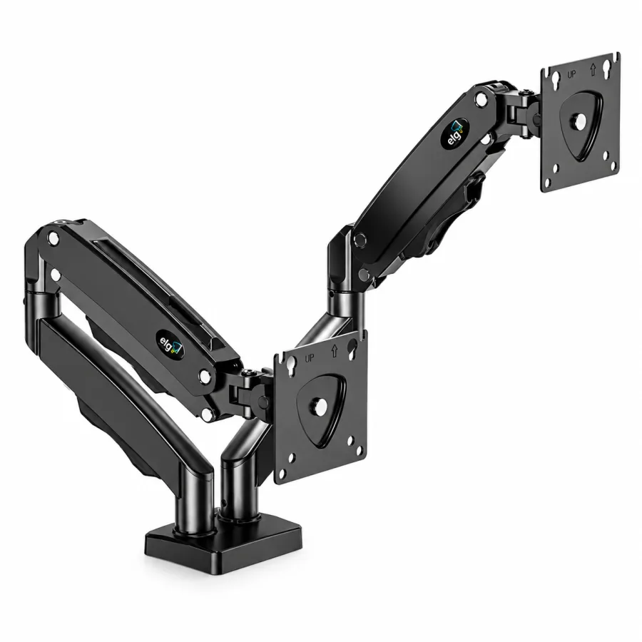 Suporte Articulado de Mesa ELG F160N para 2 Monitores de 17 a 35 Polegadas com Pistão a Gás VESA 75x75 e 100x100 até 9 kg por Braço Preto