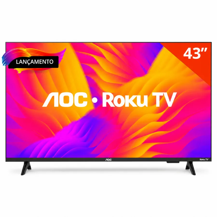 Smart TV AOC 43 Polegadas Full HD LED Roku TV 43S5155/78G, Wi-Fi Dual Band, Dolby Audio, AirPlay, 3 HDMI, Bivolt