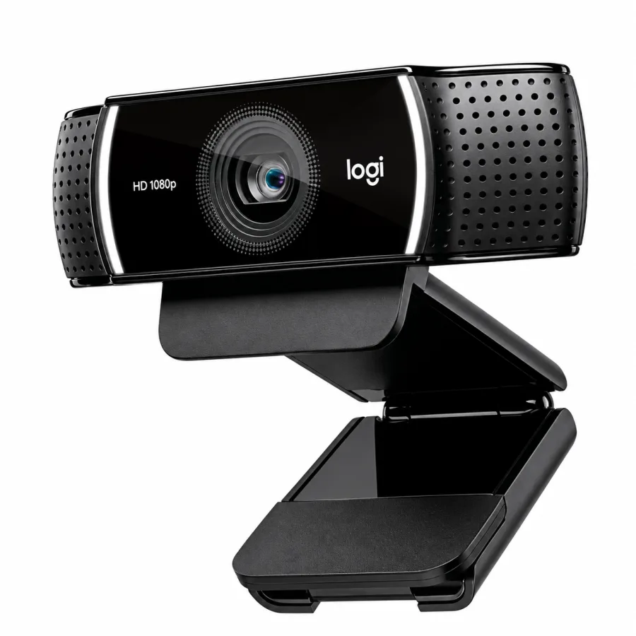 Webcam Logitech C922 Pro Stream Full HD 1080p 30 fps e 720p 60 fps com Autofoco de 20 Etapas Lente de Vidro Microfone Estéreo e Tripé Incluso