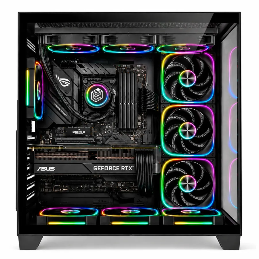 Gabinete Gamer Liketec Zeus V3 Mid Tower ATX e BTF Câmara Dupla Vidro Temperado 4mm Frontal e Lateral GPU até 410mm Suporte a 10 Fans Preto