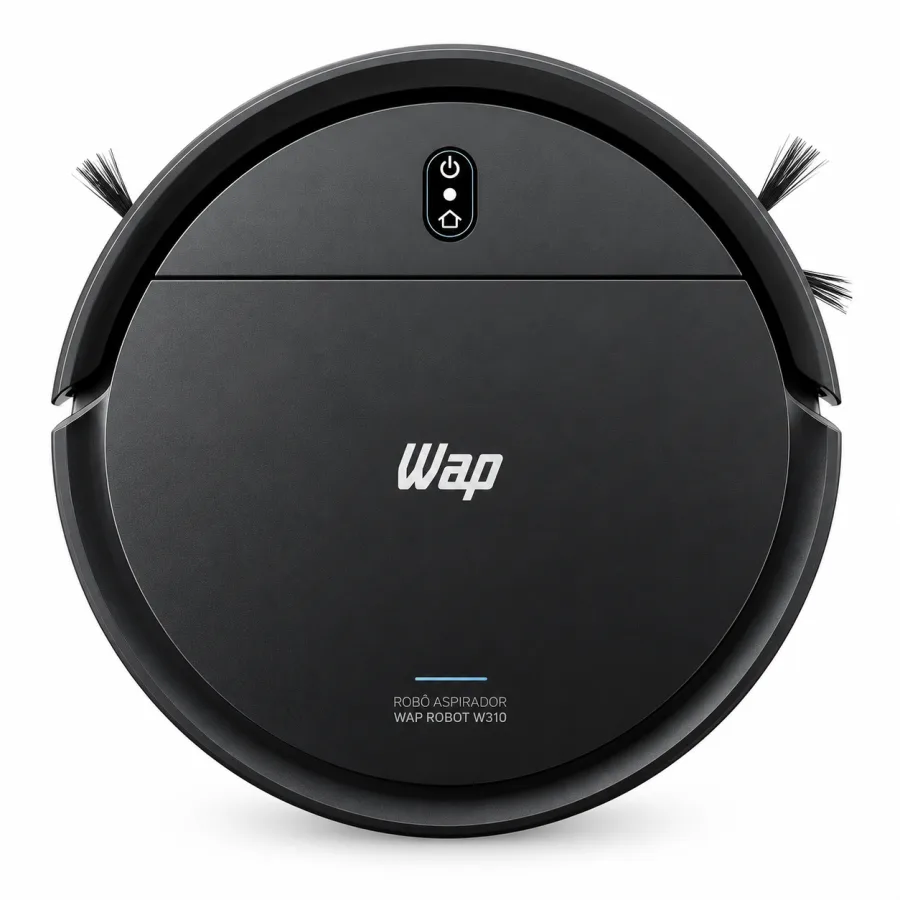 Robô Aspirador WAP Robot W310 3 em 1 1900Pa 420ml Base Carregadora Escova Central Controle Remoto Bivolt Preto