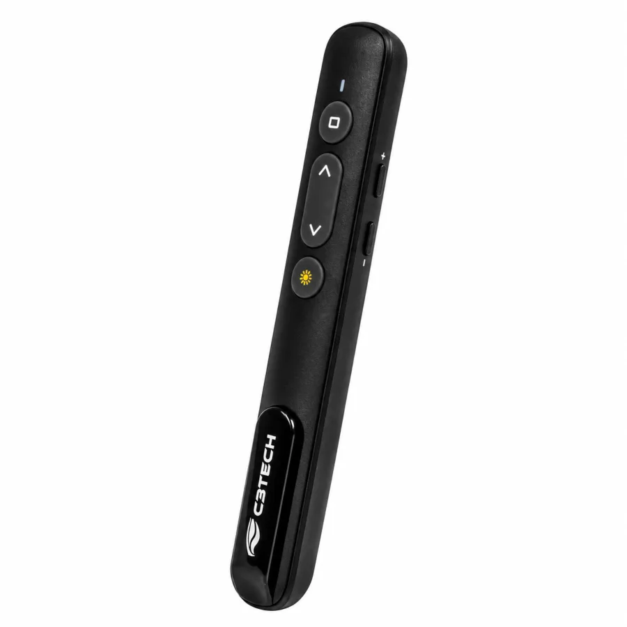 Apresentador C3Tech AP-600 Sem Fio 2,4 GHz com Ponteiro Laser Vermelho, Receptor USB-A e USB-C e Bateria Recarregável, Preto