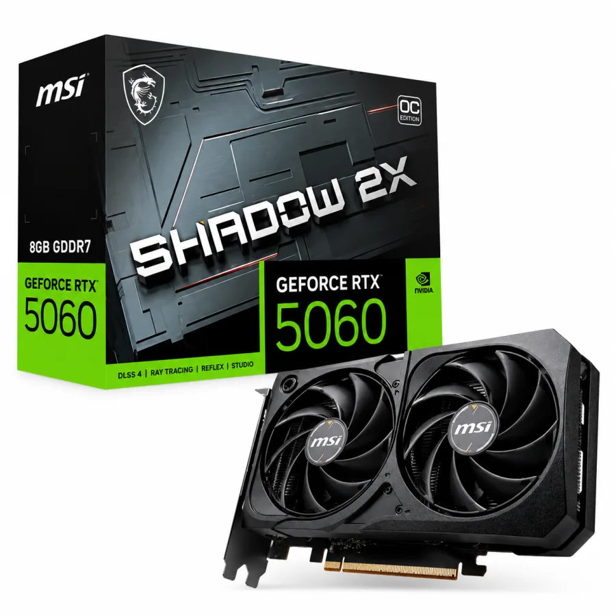 Placa de Vídeo MSI GeForce RTX 5060 8G Shadow 2X OC 8GB GDDR7 128 bits PCIe 5.0 DLSS 4 Ray Tracing G5060-8S2C
