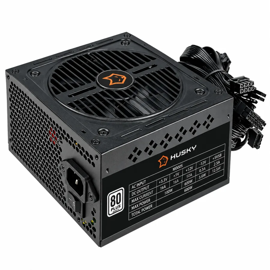 Fonte Husky Sledger 550W 80 Plus White PFC Ativo Bivolt Automático ATX Não Modular Ventoinha HDB Preta HFN550PT