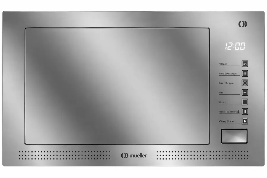 Micro-ondas de Embutir Mueller 25L Espelhado Painel Touch 5 Níveis de Potência 8 Receitas Interior em Inox MME25K