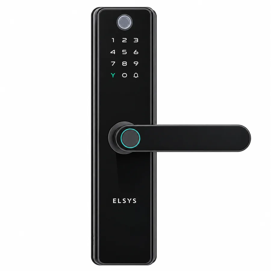 Fechadura Digital de Embutir Elsys ESF-DE5100I com Biometria, Senha, Tag, Câmera, Wi-Fi e App, IP55, Preta