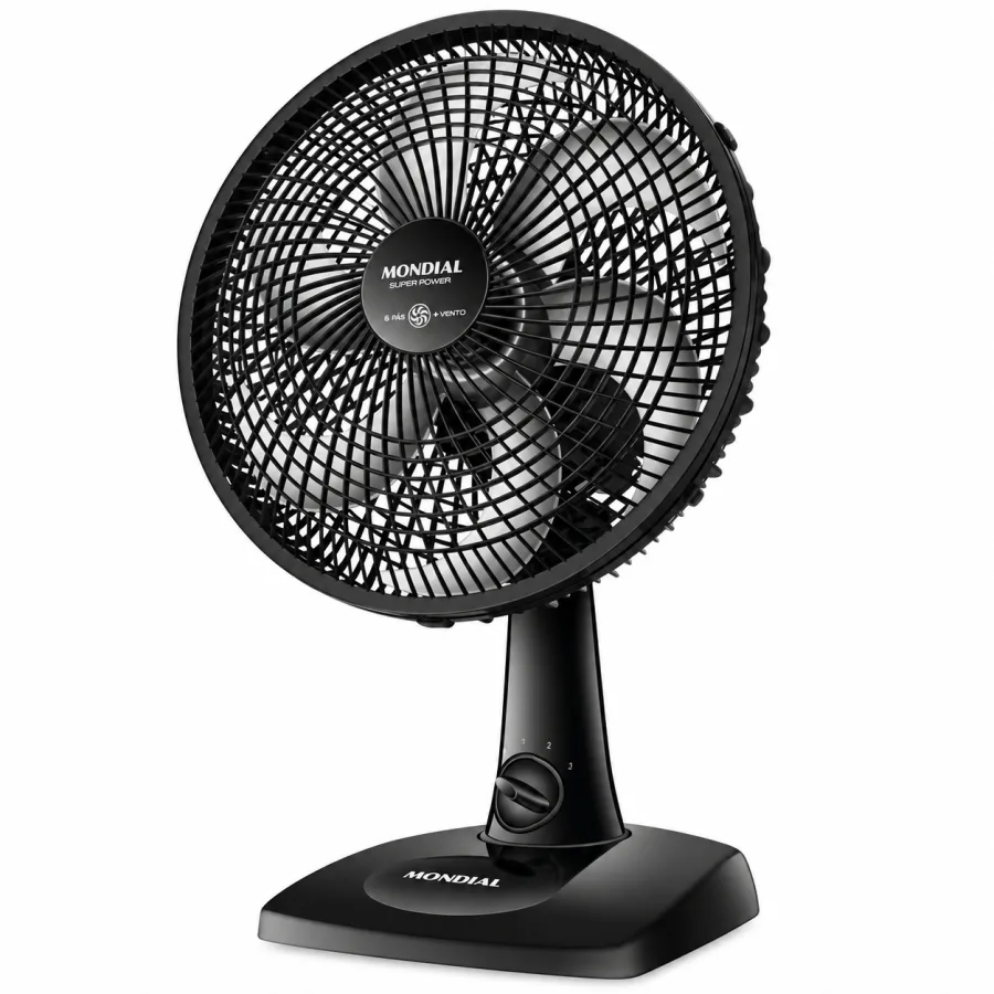 Ventilador de Coluna Mondial VSP-40C Super Power 40cm 6 Pás 3 Velocidades Altura Regulável 140W 127V Preto e Prata