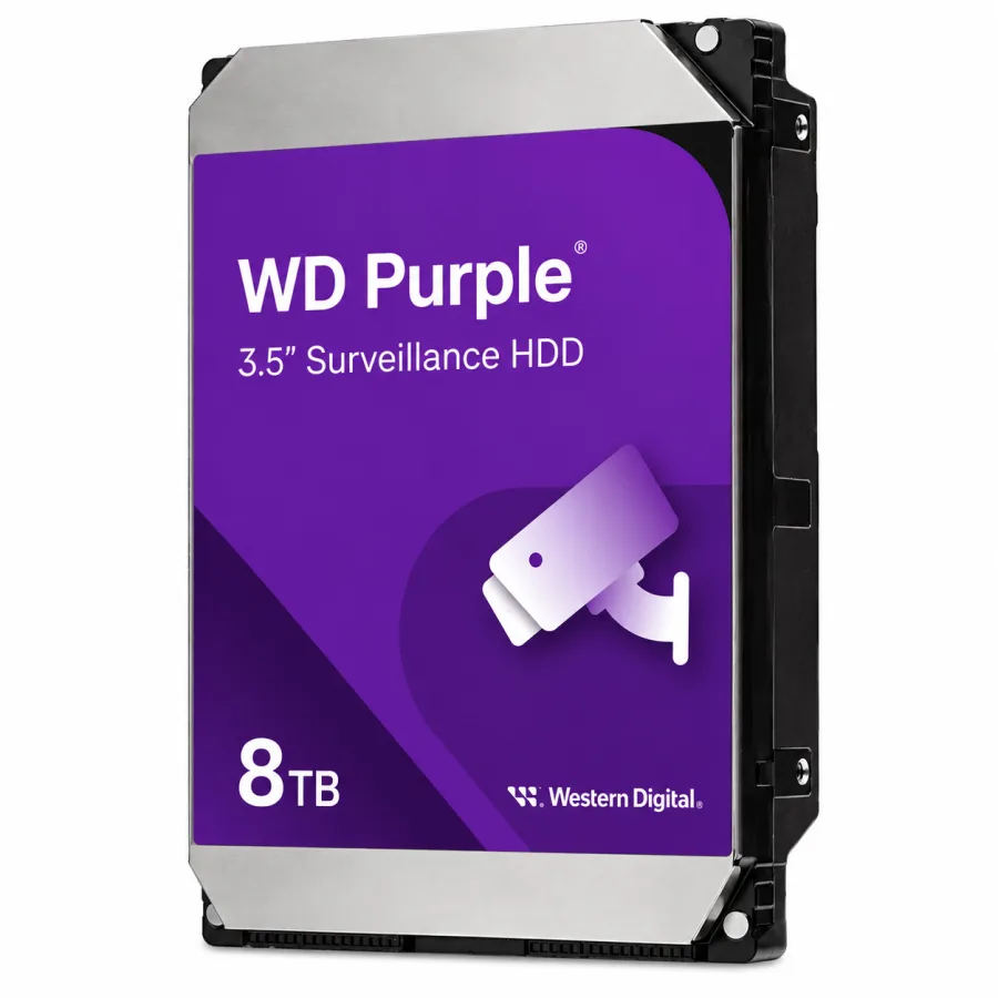 HD Western Digital WD Purple 8TB 3,5 Polegadas SATA III 5640 RPM Cache 256MB CMR Vigilância 24x7 WD85PURZ