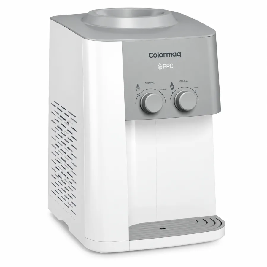 Bebedouro de Bancada Colormaq Linha Pró Branco Compressor 7 Níveis de Água Gelada 2,025 L/h 150W Galão 10L ou 20L