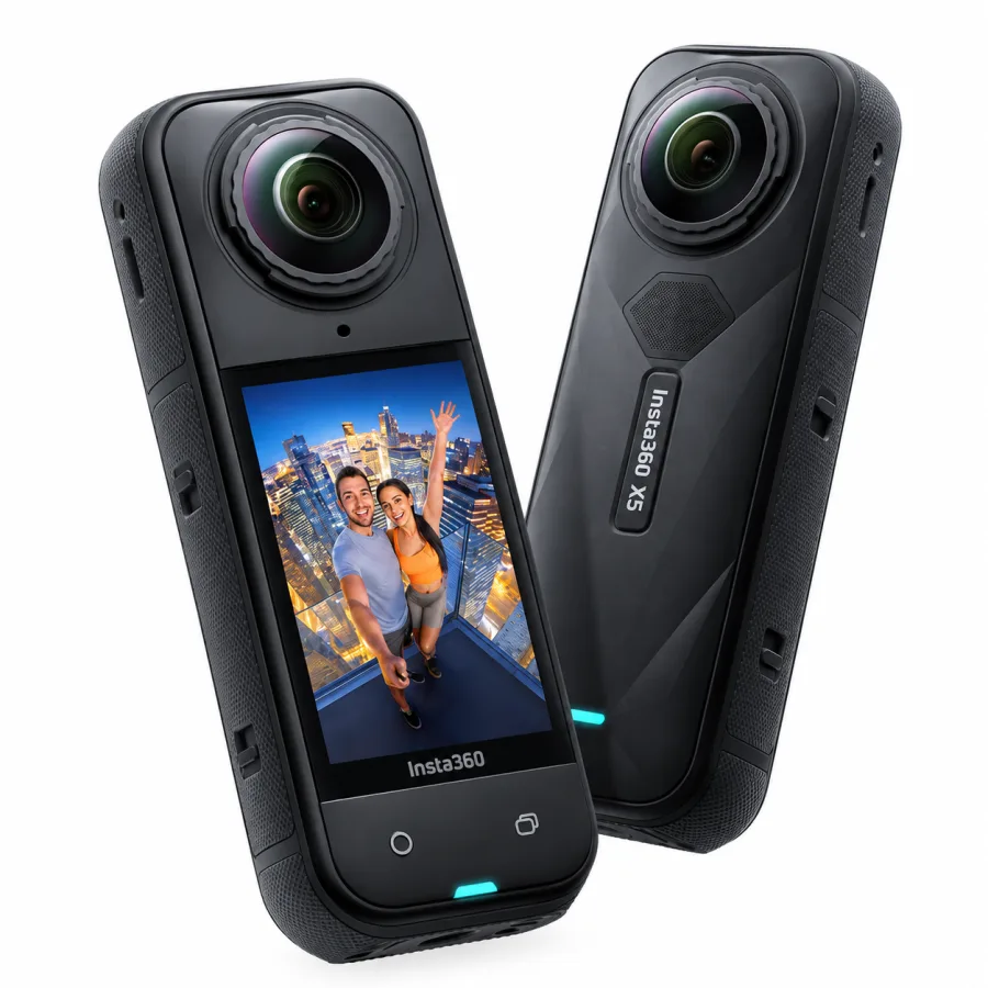Câmera de Ação Insta360 X5 360 Graus Vídeo 8K Foto 72MP À Prova d'Água IPX8 15m Lentes Substituíveis Preta